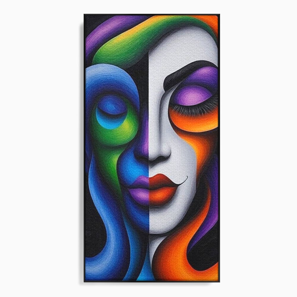 Tablou Canvas Premium, LuxCanva® G1128, Puterea din Intuneric, Razboinica, Tribal, Forta, Dramatism, Lupta, Mister, Contraste, Privire, Salbatica, Living, Dormitor