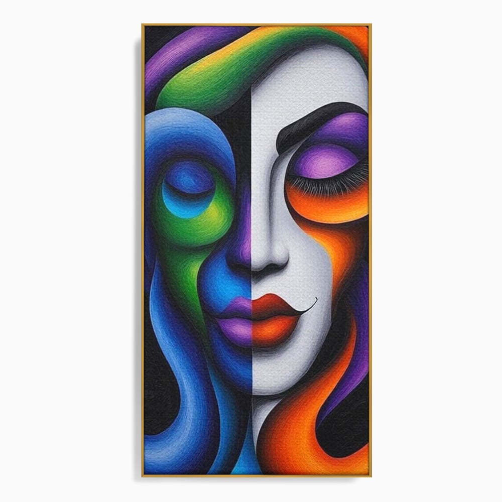 Tablou Canvas Premium, LuxCanva® G1128, Puterea din Intuneric, Razboinica, Tribal, Forta, Dramatism, Lupta, Mister, Contraste, Privire, Salbatica, Living, Dormitor