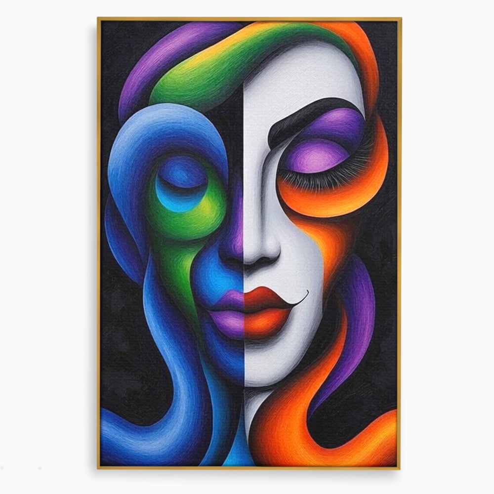 Tablou Canvas Premium, LuxCanva® G1128, Puterea din Intuneric, Razboinica, Tribal, Forta, Dramatism, Lupta, Mister, Contraste, Privire, Salbatica, Living, Dormitor