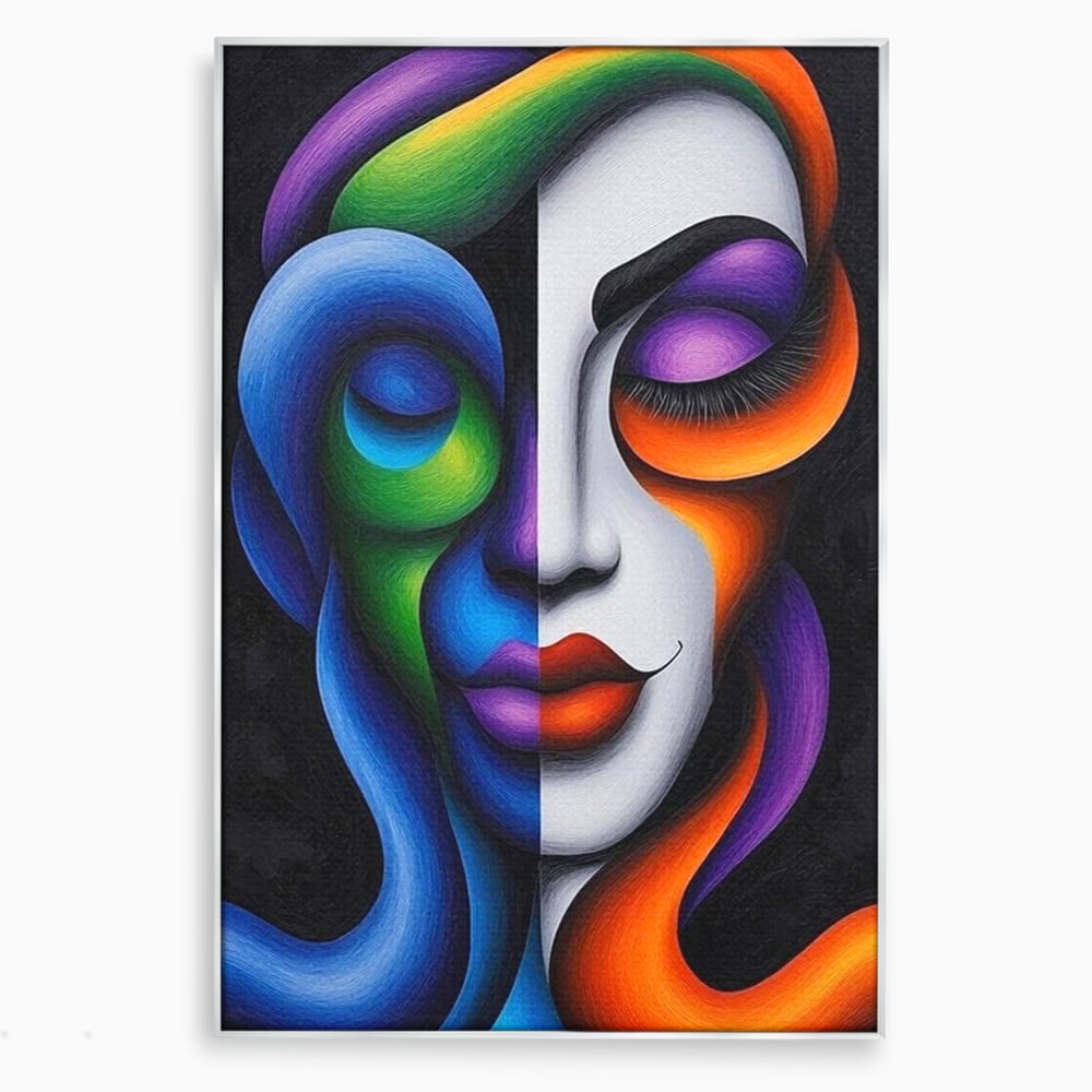 Tablou Canvas Premium, LuxCanva® G1128, Puterea din Intuneric, Razboinica, Tribal, Forta, Dramatism, Lupta, Mister, Contraste, Privire, Salbatica, Living, Dormitor