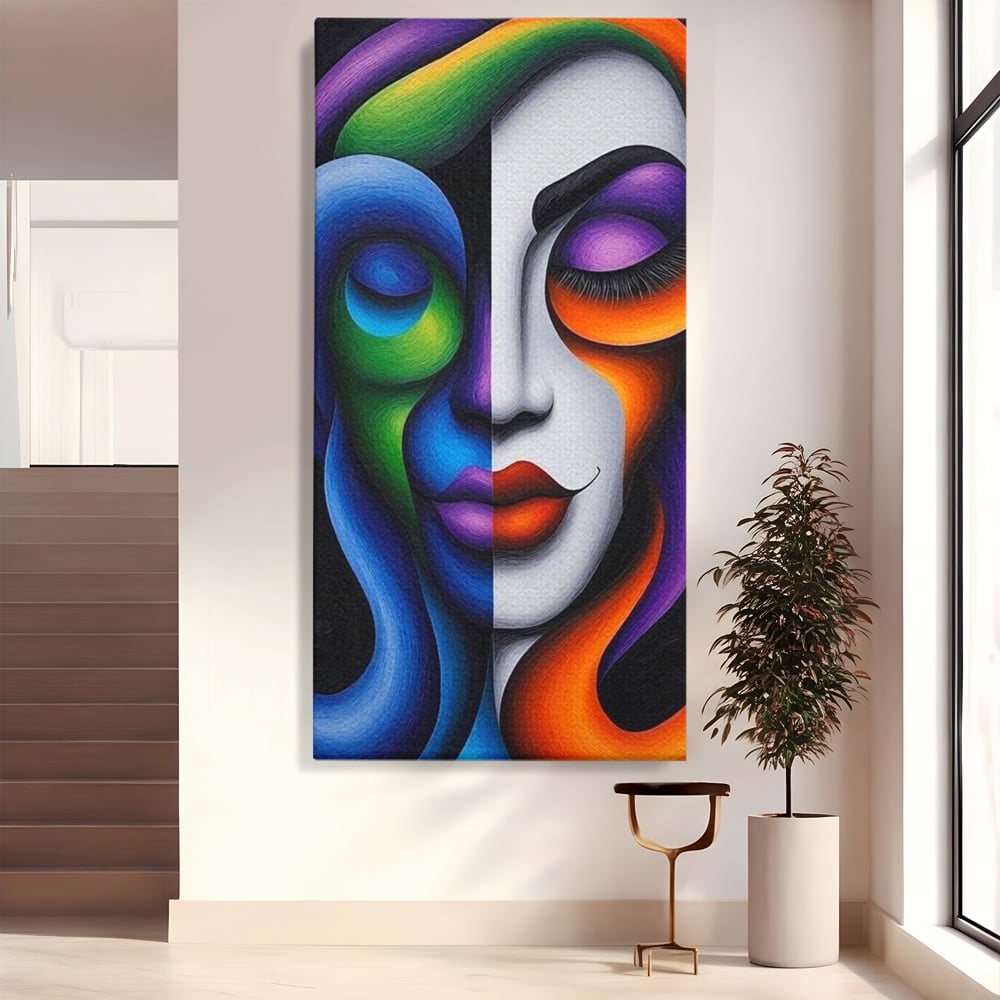 Tablou Canvas Premium, LuxCanva® G1128, Puterea din Intuneric, Razboinica, Tribal, Forta, Dramatism, Lupta, Mister, Contraste, Privire, Salbatica, Living, Dormitor