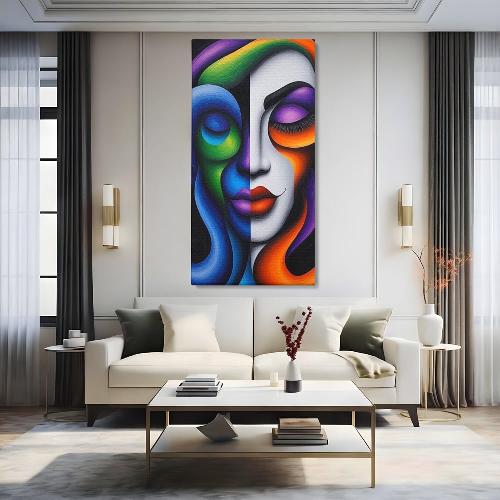 Tablou Canvas Premium, LuxCanva® G1128, Puterea din Intuneric, Razboinica, Tribal, Forta, Dramatism, Lupta, Mister, Contraste, Privire, Salbatica, Living, Dormitor