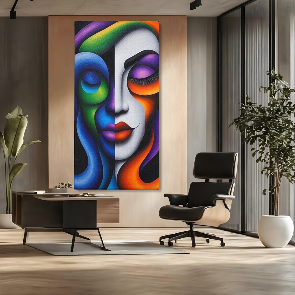 Tablou Canvas Premium, LuxCanva® G1128, Puterea din Intuneric, Razboinica, Tribal, Forta, Dramatism, Lupta, Mister, Contraste, Privire, Salbatica, Living, Dormitor