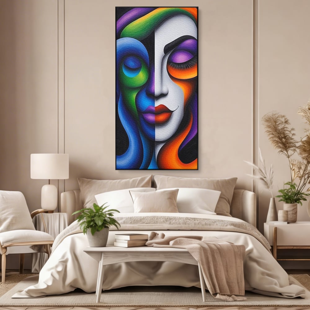 Tablou Canvas Premium, LuxCanva® G1128, Puterea din Intuneric, Razboinica, Tribal, Forta, Dramatism, Lupta, Mister, Contraste, Privire, Salbatica, Living, Dormitor
