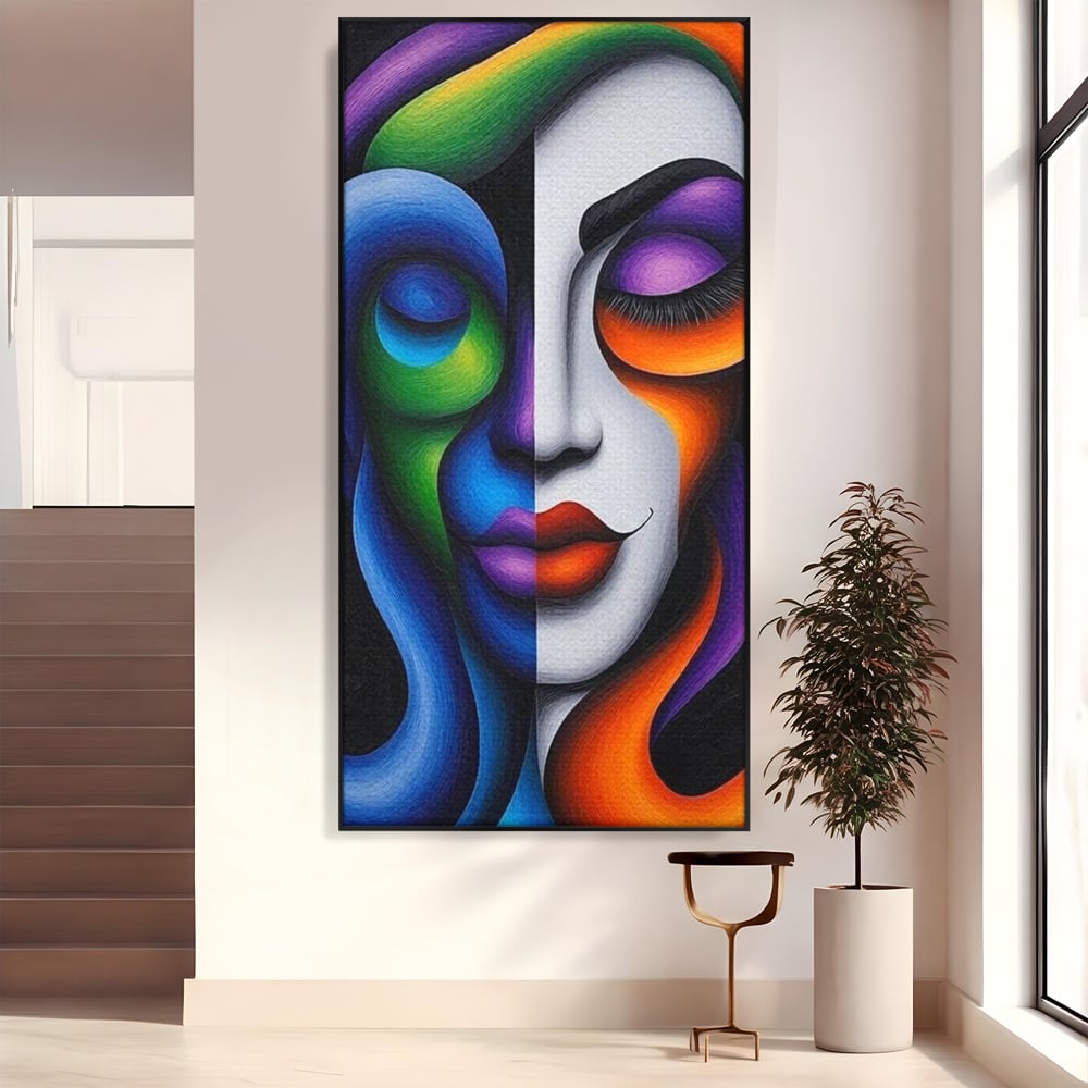 Tablou Canvas Premium, LuxCanva® G1128, Puterea din Intuneric, Razboinica, Tribal, Forta, Dramatism, Lupta, Mister, Contraste, Privire, Salbatica, Living, Dormitor