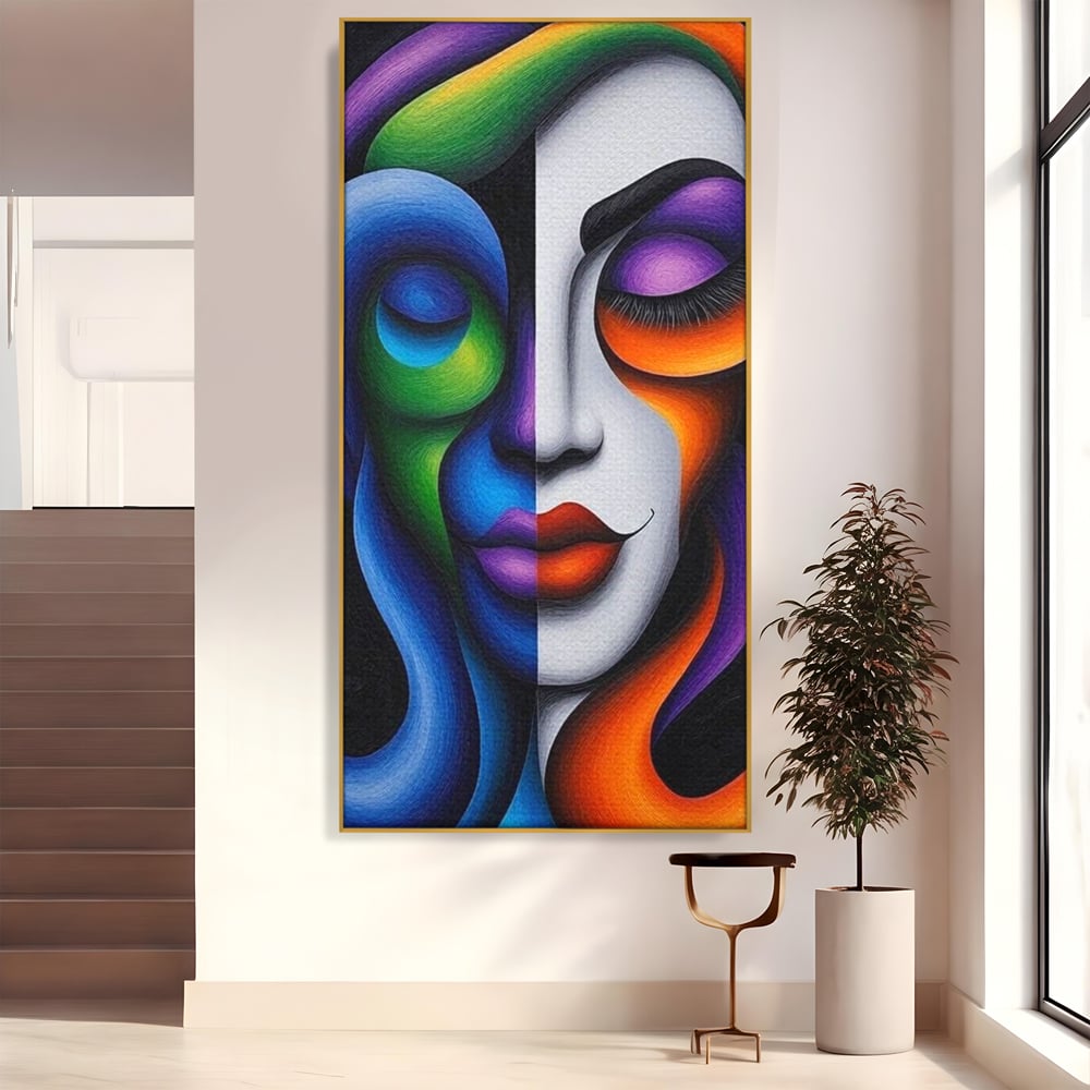 Tablou Canvas Premium, LuxCanva® G1128, Puterea din Intuneric, Razboinica, Tribal, Forta, Dramatism, Lupta, Mister, Contraste, Privire, Salbatica, Living, Dormitor