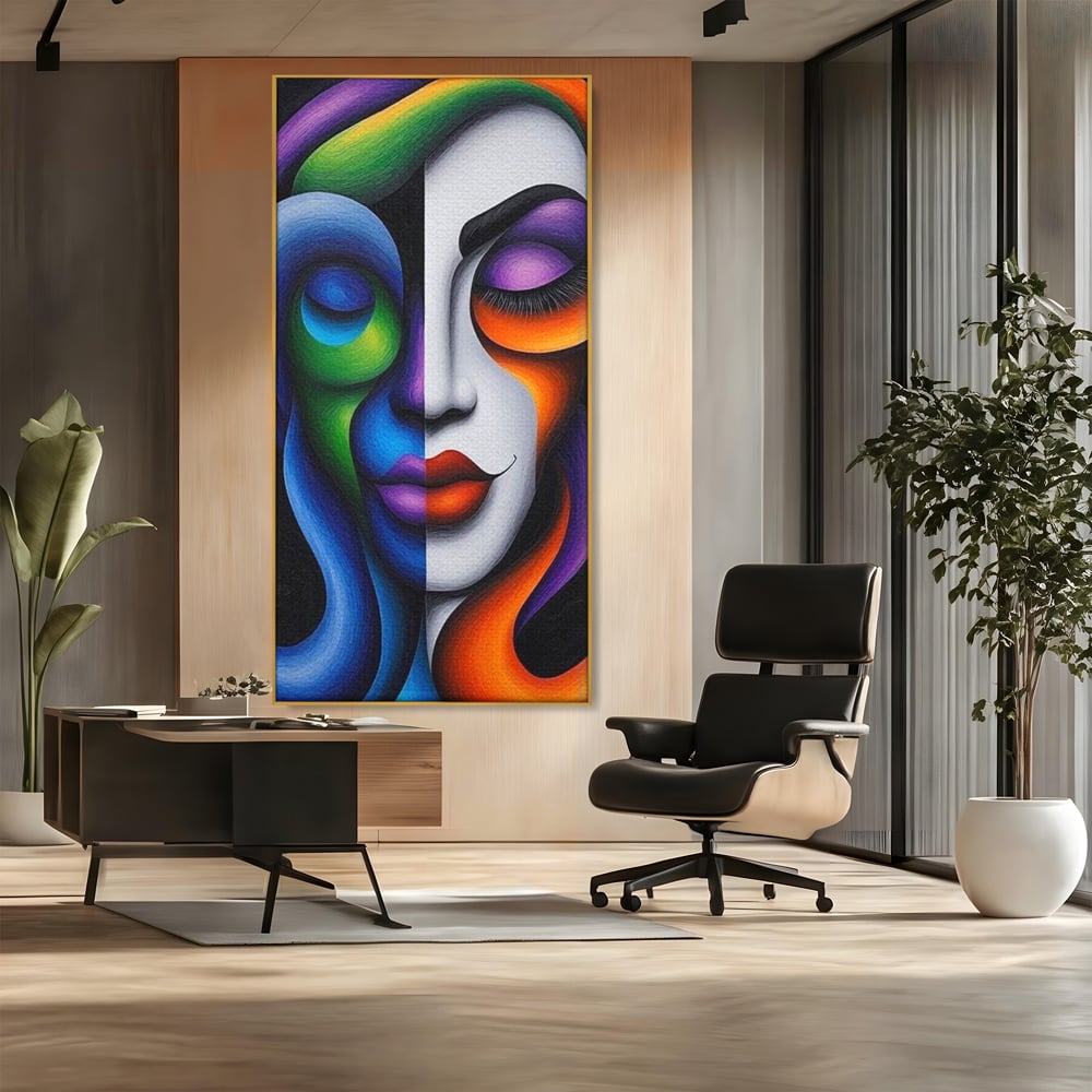Tablou Canvas Premium, LuxCanva® G1128, Puterea din Intuneric, Razboinica, Tribal, Forta, Dramatism, Lupta, Mister, Contraste, Privire, Salbatica, Living, Dormitor