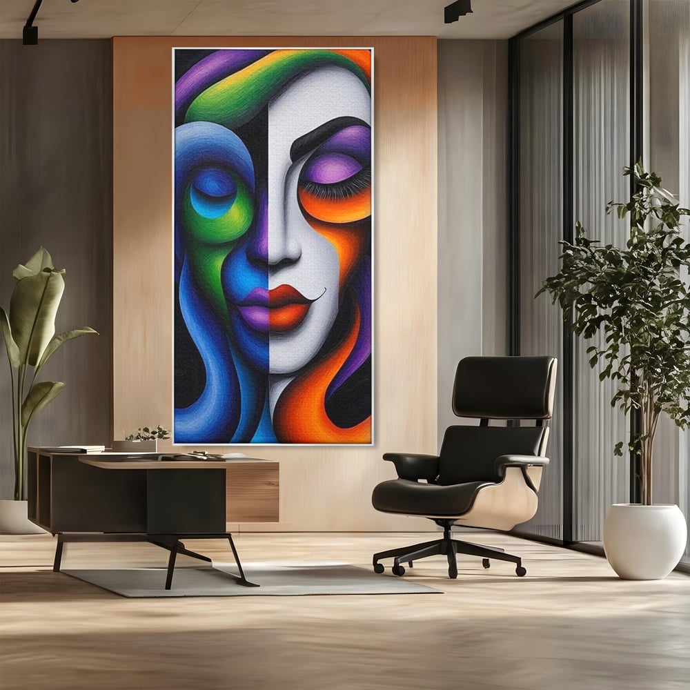 Tablou Canvas Premium, LuxCanva® G1128, Puterea din Intuneric, Razboinica, Tribal, Forta, Dramatism, Lupta, Mister, Contraste, Privire, Salbatica, Living, Dormitor