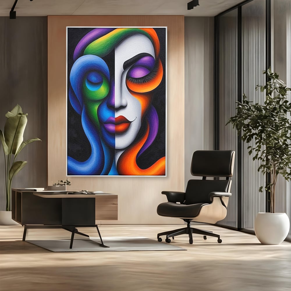Tablou Canvas Premium, LuxCanva® G1128, Puterea din Intuneric, Razboinica, Tribal, Forta, Dramatism, Lupta, Mister, Contraste, Privire, Salbatica, Living, Dormitor