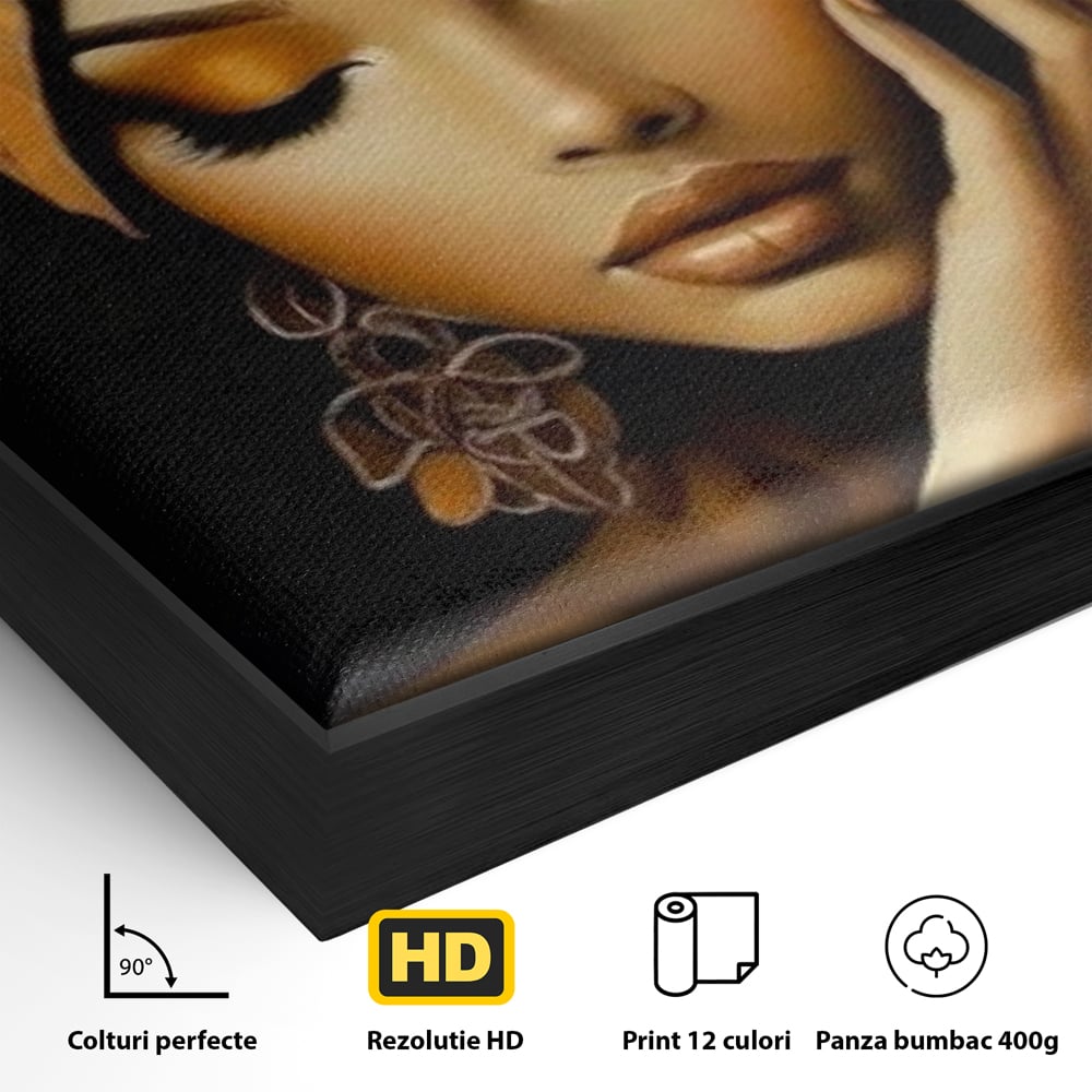 Leinwand Leinwand Wandkunst Premium, LuxCanva® G1129, Gelassenheit in Bernstein, Gedanken, Schönheit, Träumen, Reflexion, Aura, Meditation, Ruhe, Frau, Wohnen, Schlafzimmer