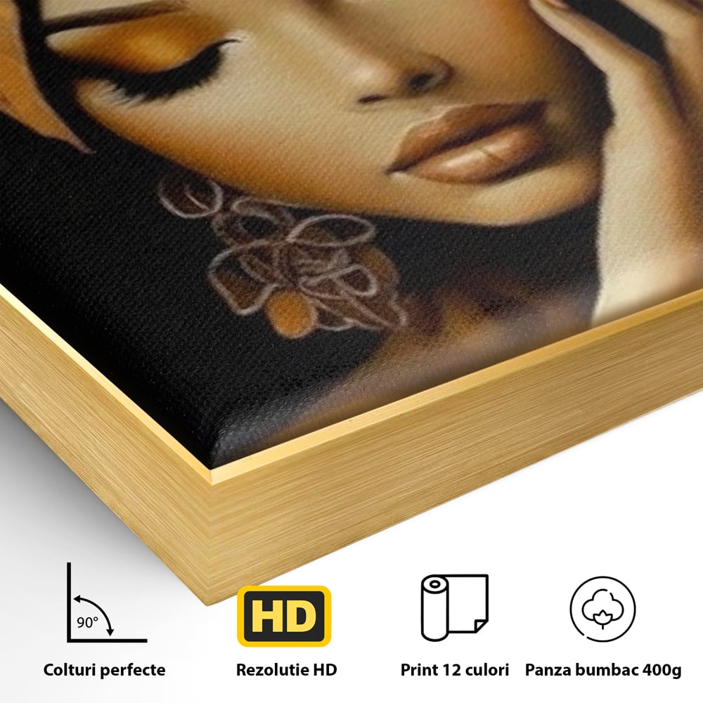 Leinwand Leinwand Wandkunst Premium, LuxCanva® G1129, Gelassenheit in Bernstein, Gedanken, Schönheit, Träumen, Reflexion, Aura, Meditation, Ruhe, Frau, Wohnen, Schlafzimmer