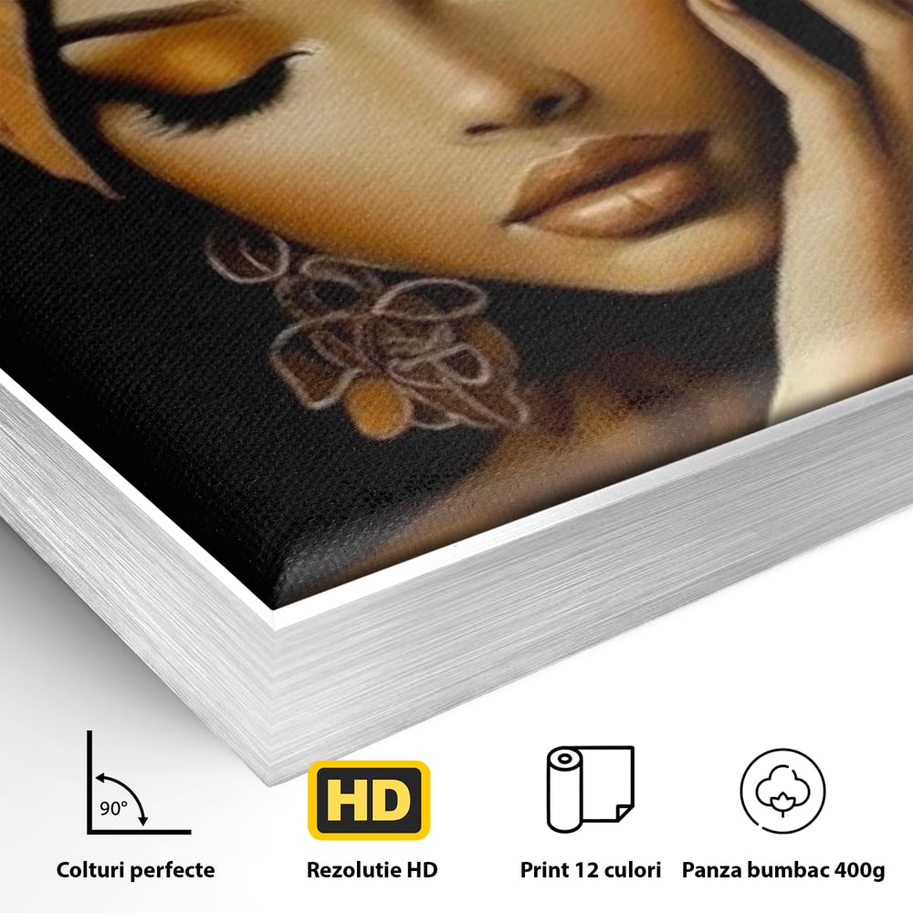 Leinwand Leinwand Wandkunst Premium, LuxCanva® G1129, Gelassenheit in Bernstein, Gedanken, Schönheit, Träumen, Reflexion, Aura, Meditation, Ruhe, Frau, Wohnen, Schlafzimmer