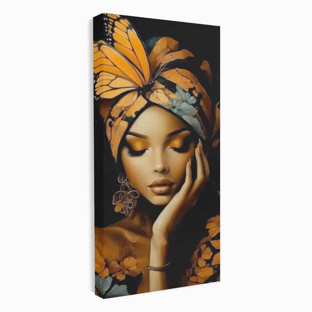 Leinwand Leinwand Wandkunst Premium, LuxCanva® G1129, Gelassenheit in Bernstein, Gedanken, Schönheit, Träumen, Reflexion, Aura, Meditation, Ruhe, Frau, Wohnen, Schlafzimmer