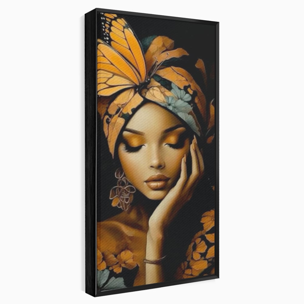 Leinwand Leinwand Wandkunst Premium, LuxCanva® G1129, Gelassenheit in Bernstein, Gedanken, Schönheit, Träumen, Reflexion, Aura, Meditation, Ruhe, Frau, Wohnen, Schlafzimmer
