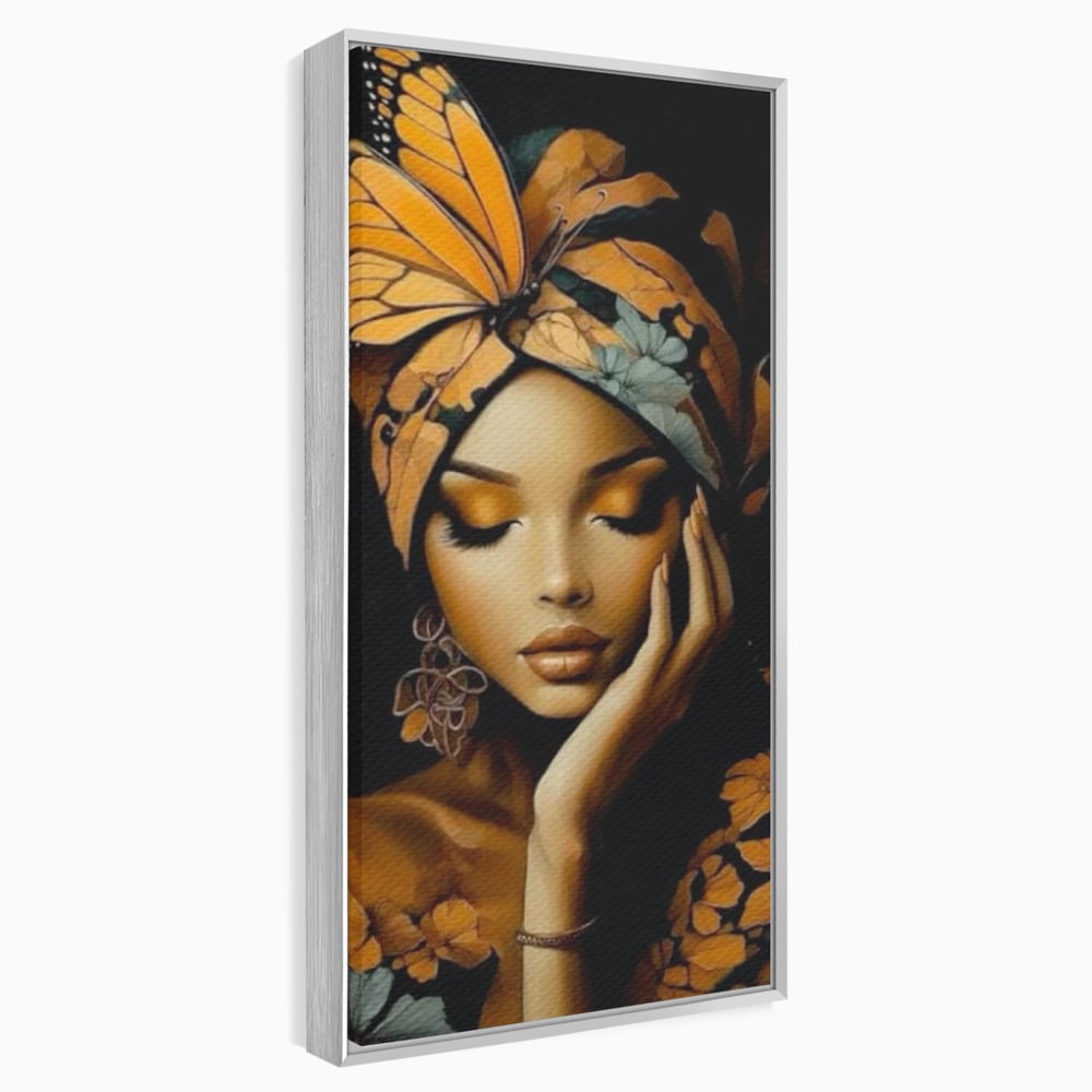 Leinwand Leinwand Wandkunst Premium, LuxCanva® G1129, Gelassenheit in Bernstein, Gedanken, Schönheit, Träumen, Reflexion, Aura, Meditation, Ruhe, Frau, Wohnen, Schlafzimmer