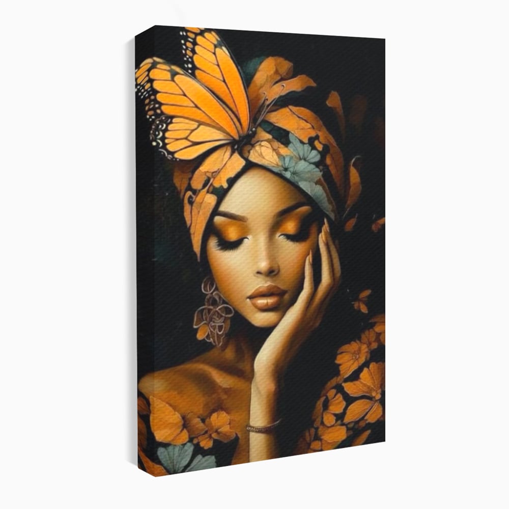 Leinwand Leinwand Wandkunst Premium, LuxCanva® G1129, Gelassenheit in Bernstein, Gedanken, Schönheit, Träumen, Reflexion, Aura, Meditation, Ruhe, Frau, Wohnen, Schlafzimmer