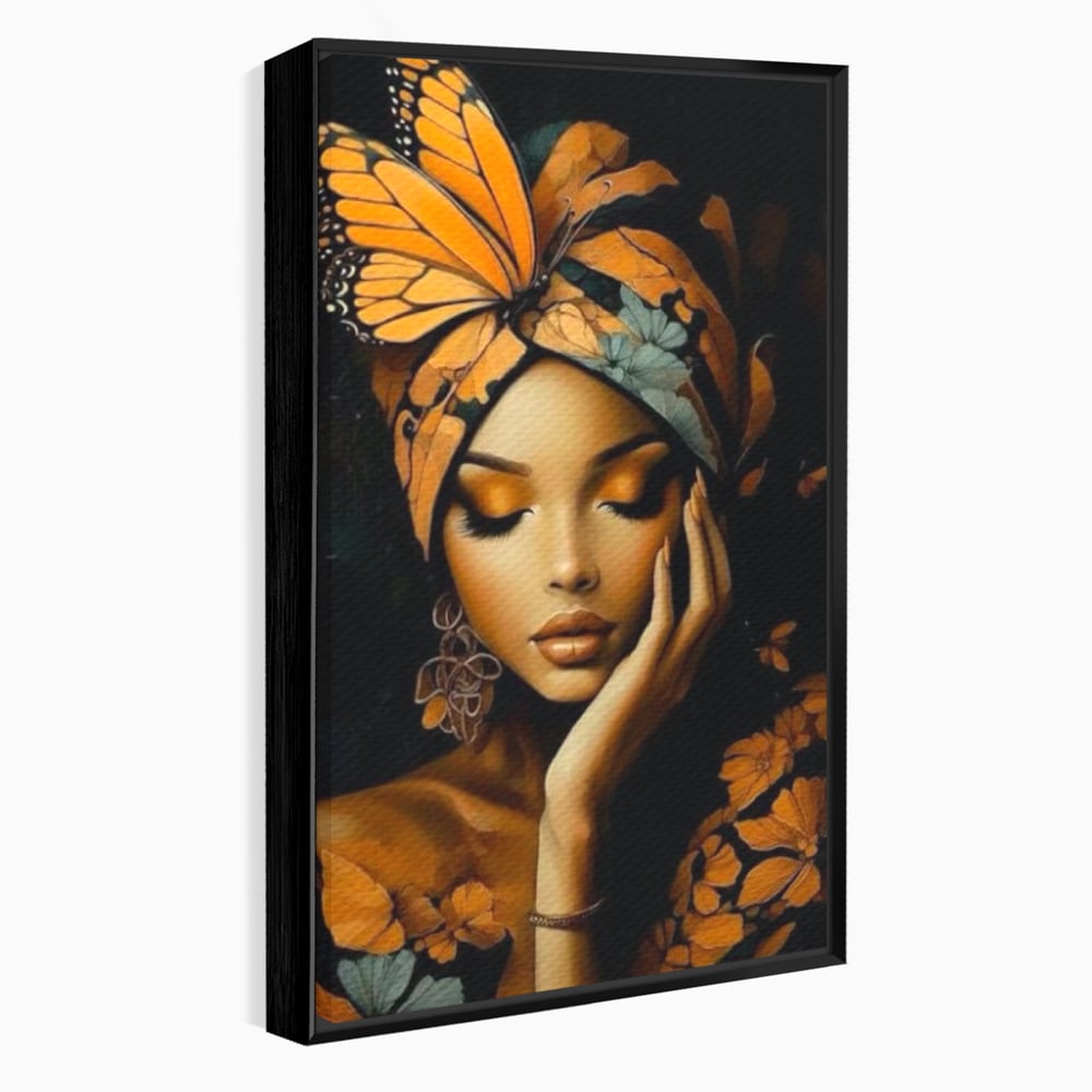Leinwand Leinwand Wandkunst Premium, LuxCanva® G1129, Gelassenheit in Bernstein, Gedanken, Schönheit, Träumen, Reflexion, Aura, Meditation, Ruhe, Frau, Wohnen, Schlafzimmer