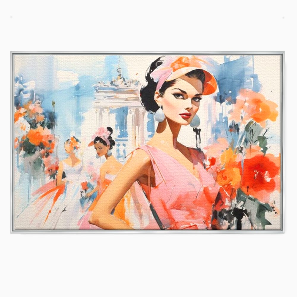 Tablou Canvas Premium, LuxCanva® G1130, O Primavara Retro, Paris, Stil, Eleganta, Femei, Bulevard, Moda, Trecut, Vintage, Rafinament, Living, Dormitor
