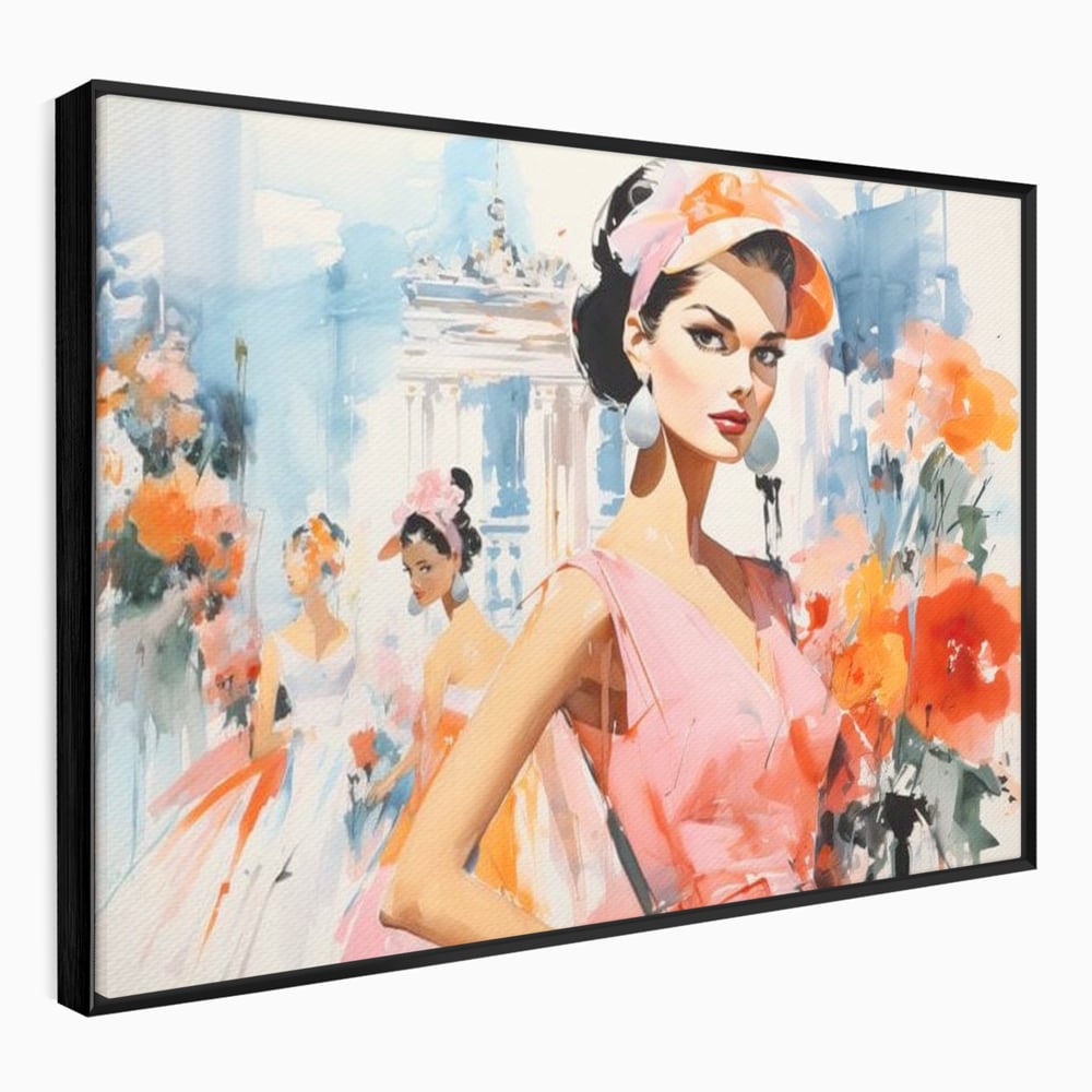 Tablou Canvas Premium, LuxCanva® G1130, O Primavara Retro, Paris, Stil, Eleganta, Femei, Bulevard, Moda, Trecut, Vintage, Rafinament, Living, Dormitor