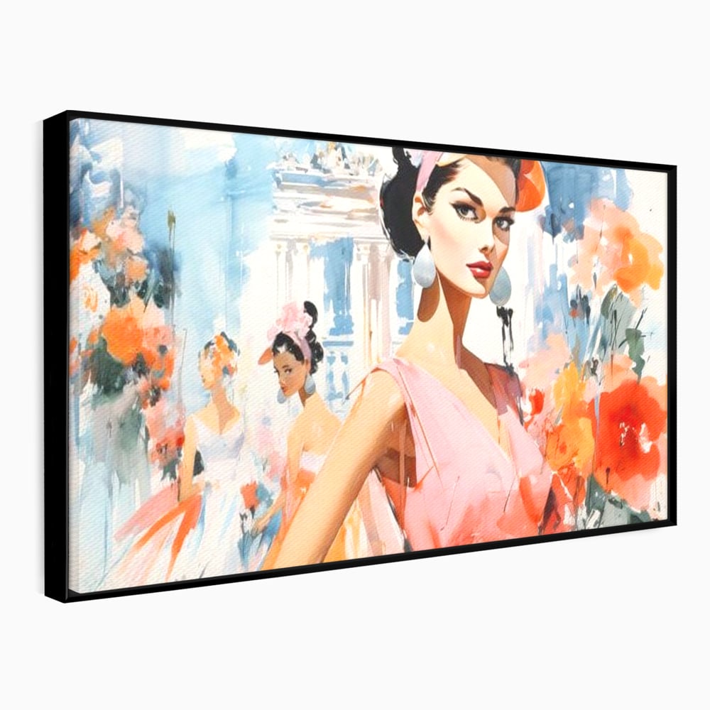 Tablou Canvas Premium, LuxCanva® G1130, O Primavara Retro, Paris, Stil, Eleganta, Femei, Bulevard, Moda, Trecut, Vintage, Rafinament, Living, Dormitor