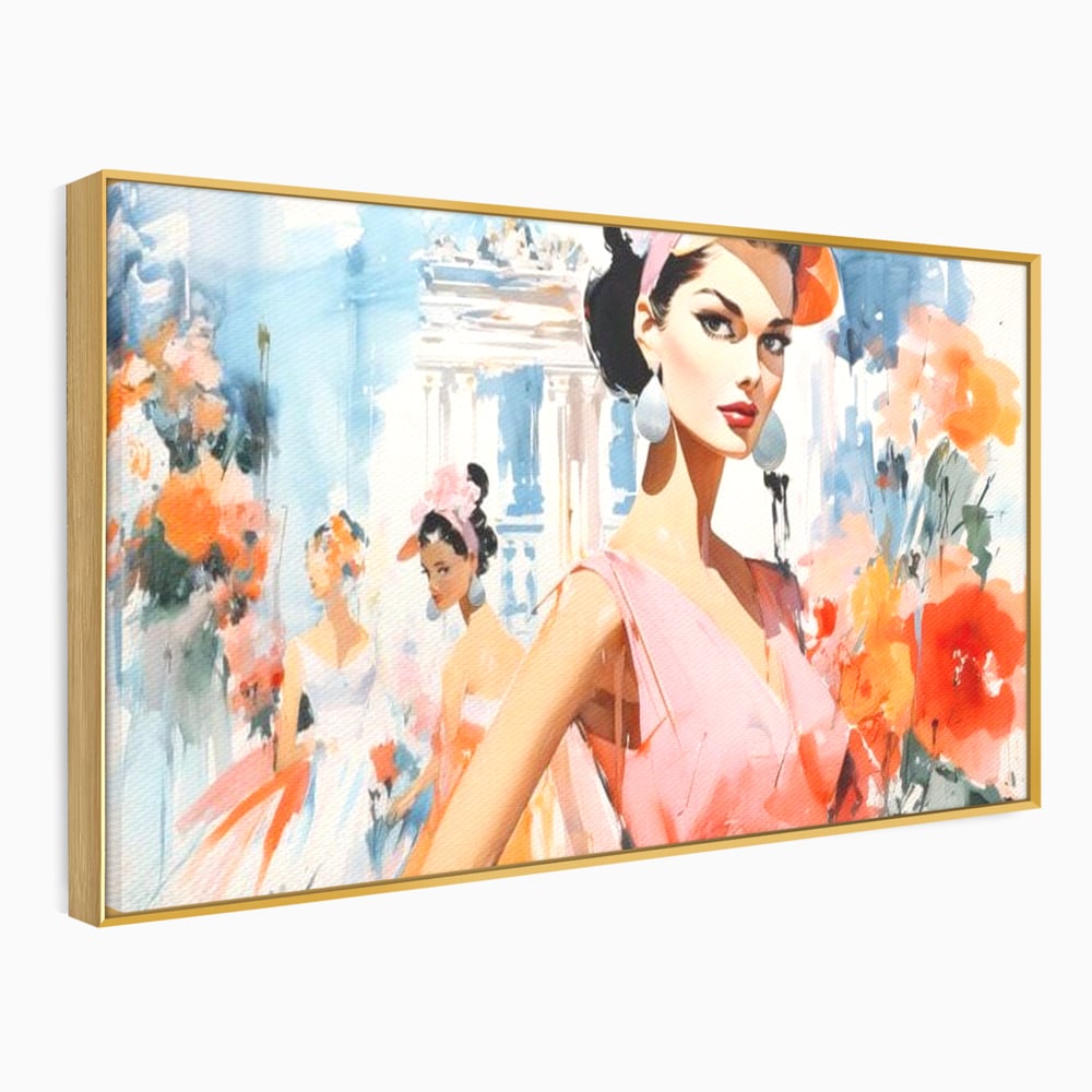 Tablou Canvas Premium, LuxCanva® G1130, O Primavara Retro, Paris, Stil, Eleganta, Femei, Bulevard, Moda, Trecut, Vintage, Rafinament, Living, Dormitor
