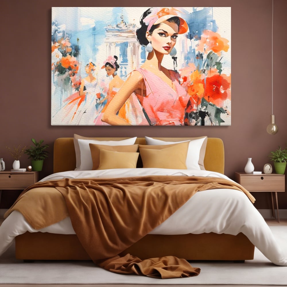 Tablou Canvas Premium, LuxCanva® G1130, O Primavara Retro, Paris, Stil, Eleganta, Femei, Bulevard, Moda, Trecut, Vintage, Rafinament, Living, Dormitor