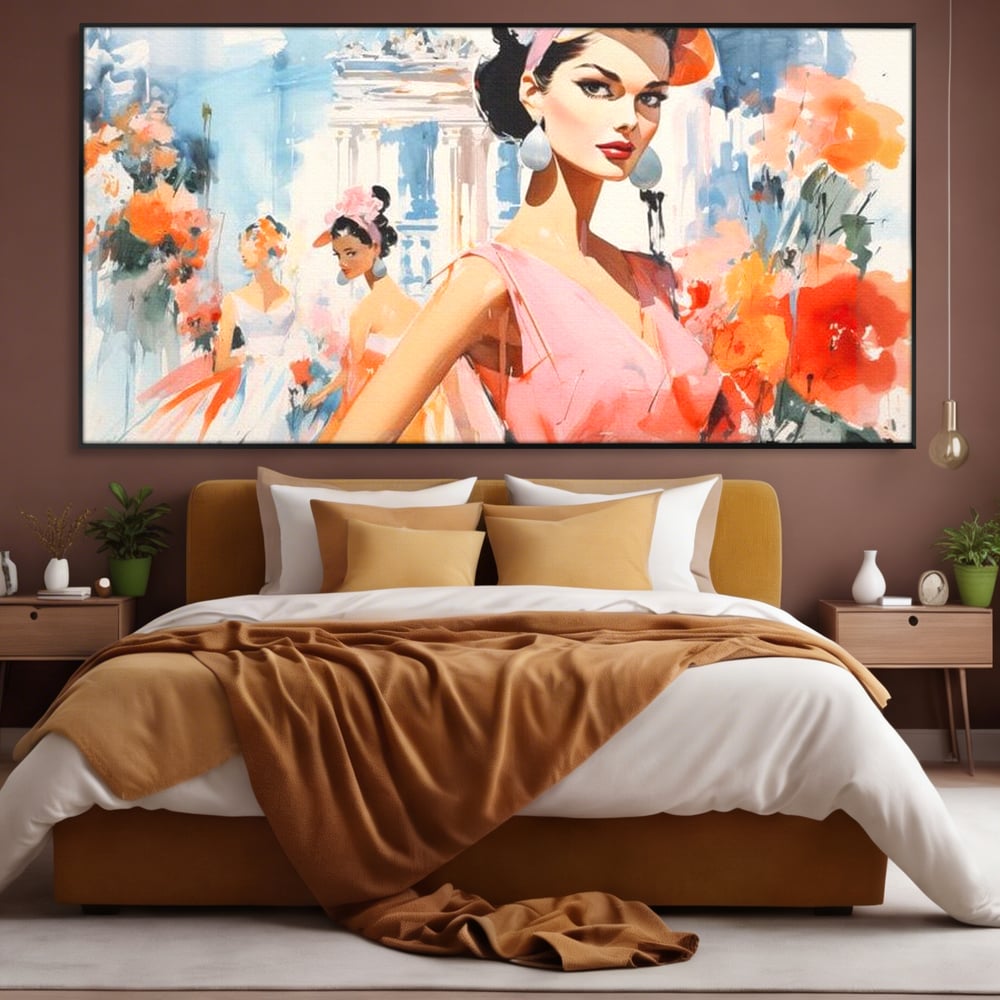 Tablou Canvas Premium, LuxCanva® G1130, O Primavara Retro, Paris, Stil, Eleganta, Femei, Bulevard, Moda, Trecut, Vintage, Rafinament, Living, Dormitor