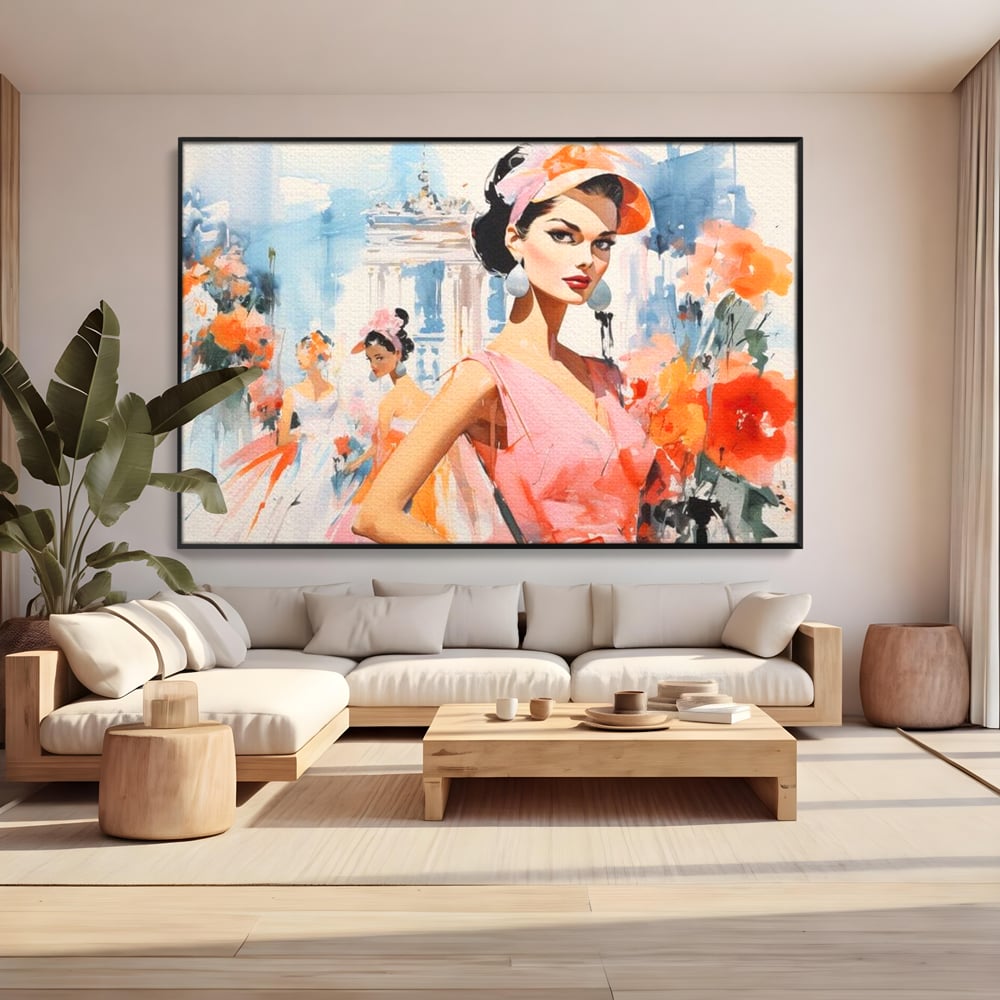 Tablou Canvas Premium, LuxCanva® G1130, O Primavara Retro, Paris, Stil, Eleganta, Femei, Bulevard, Moda, Trecut, Vintage, Rafinament, Living, Dormitor