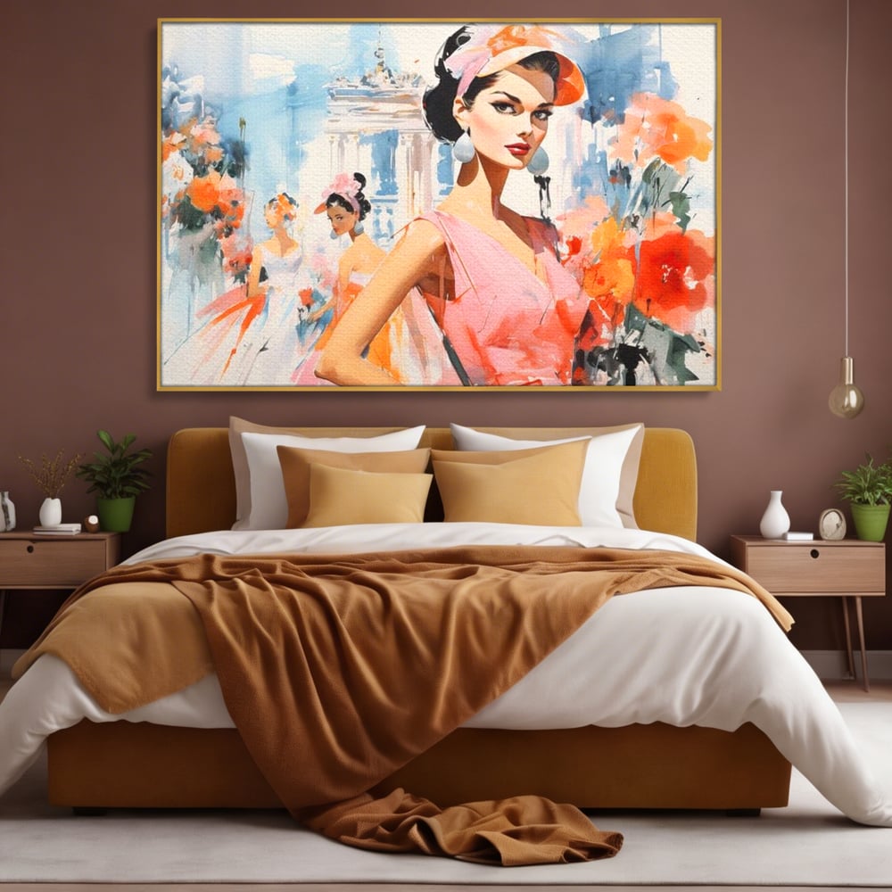 Tablou Canvas Premium, LuxCanva® G1130, O Primavara Retro, Paris, Stil, Eleganta, Femei, Bulevard, Moda, Trecut, Vintage, Rafinament, Living, Dormitor