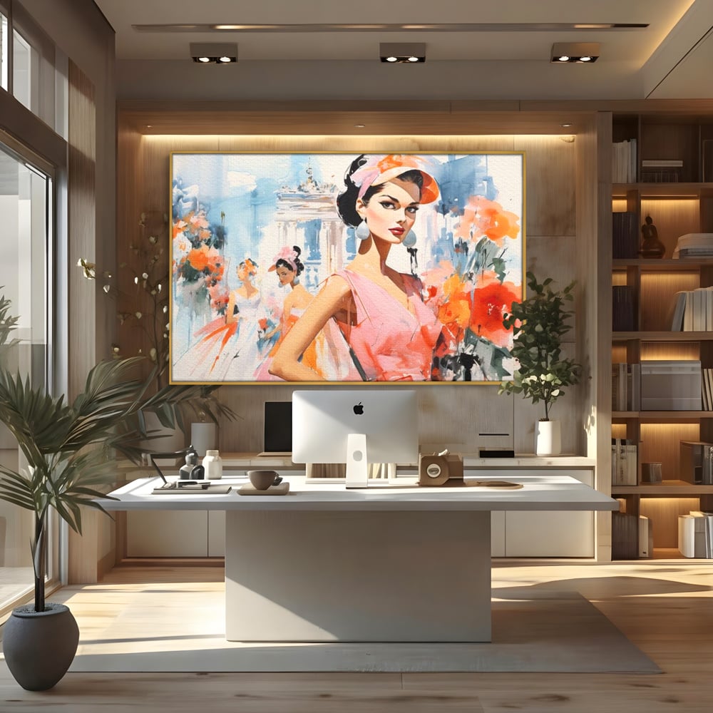 Tablou Canvas Premium, LuxCanva® G1130, O Primavara Retro, Paris, Stil, Eleganta, Femei, Bulevard, Moda, Trecut, Vintage, Rafinament, Living, Dormitor