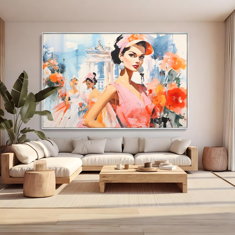 Tablou Canvas Premium, LuxCanva® G1130, O Primavara Retro, Paris, Stil, Eleganta, Femei, Bulevard, Moda, Trecut, Vintage, Rafinament, Living, Dormitor