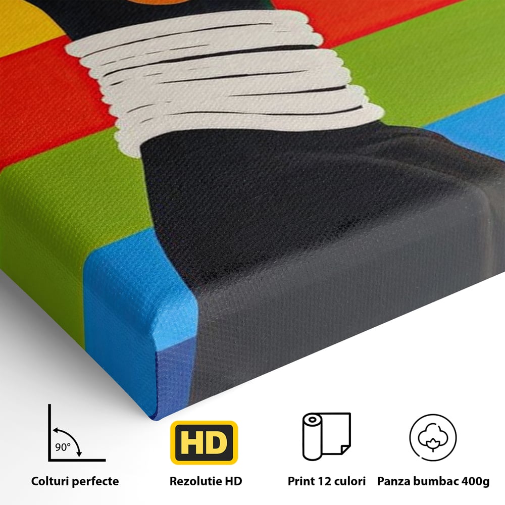 Leinwandbilder Premium, LuxCanva® G1132, Regenbogen Frau, Afro, Modernismus, Eleganz, Schmuck, Regenbogen, stilvoll, Profil, Halskette, Ohrringe, farbig, schön, Büro, Wohnen