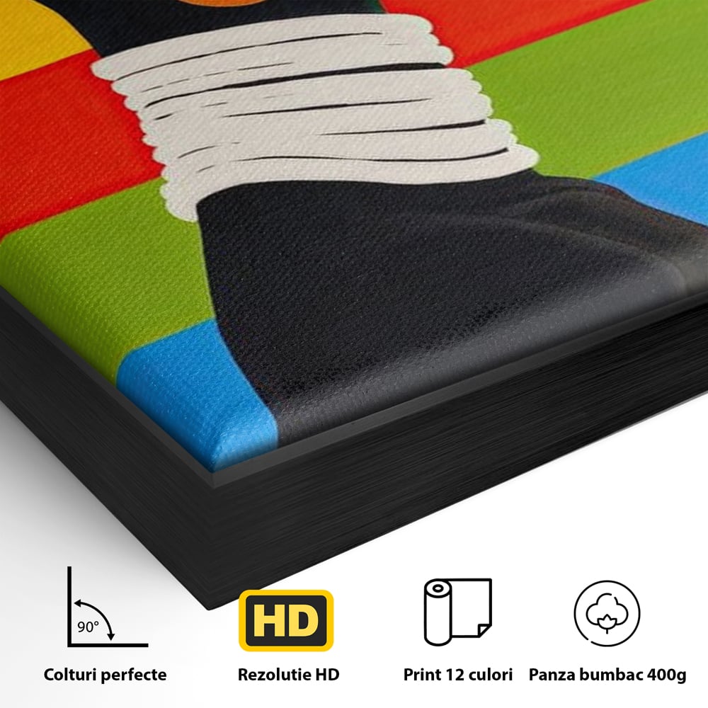 Leinwandbilder Premium, LuxCanva® G1132, Regenbogen Frau, Afro, Modernismus, Eleganz, Schmuck, Regenbogen, stilvoll, Profil, Halskette, Ohrringe, farbig, schön, Büro, Wohnen