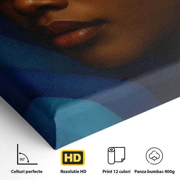 Leinwand Wandkunst Canvas Premium, LuxCanva® G1134, Unter den Augenlidern des Mondes, Tiefe, Schlaf, Stille, Frieden, Frieden, Meditation, Gelassenheit, bildlich, Traum, Blau, Orange, Geheimnis, Büro, Wohnen