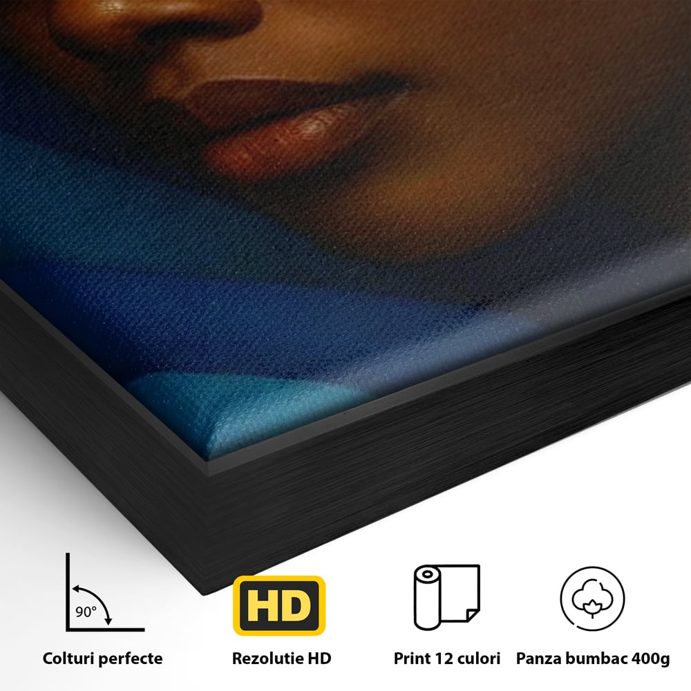 Leinwand Wandkunst Canvas Premium, LuxCanva® G1134, Unter den Augenlidern des Mondes, Tiefe, Schlaf, Stille, Frieden, Frieden, Meditation, Gelassenheit, bildlich, Traum, Blau, Orange, Geheimnis, Büro, Wohnen