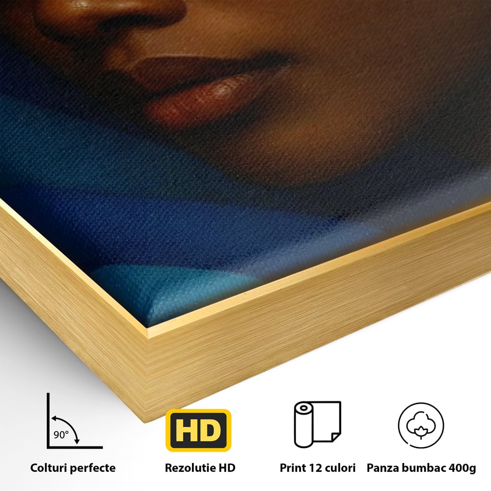 Leinwand Wandkunst Canvas Premium, LuxCanva® G1134, Unter den Augenlidern des Mondes, Tiefe, Schlaf, Stille, Frieden, Frieden, Meditation, Gelassenheit, bildlich, Traum, Blau, Orange, Geheimnis, Büro, Wohnen