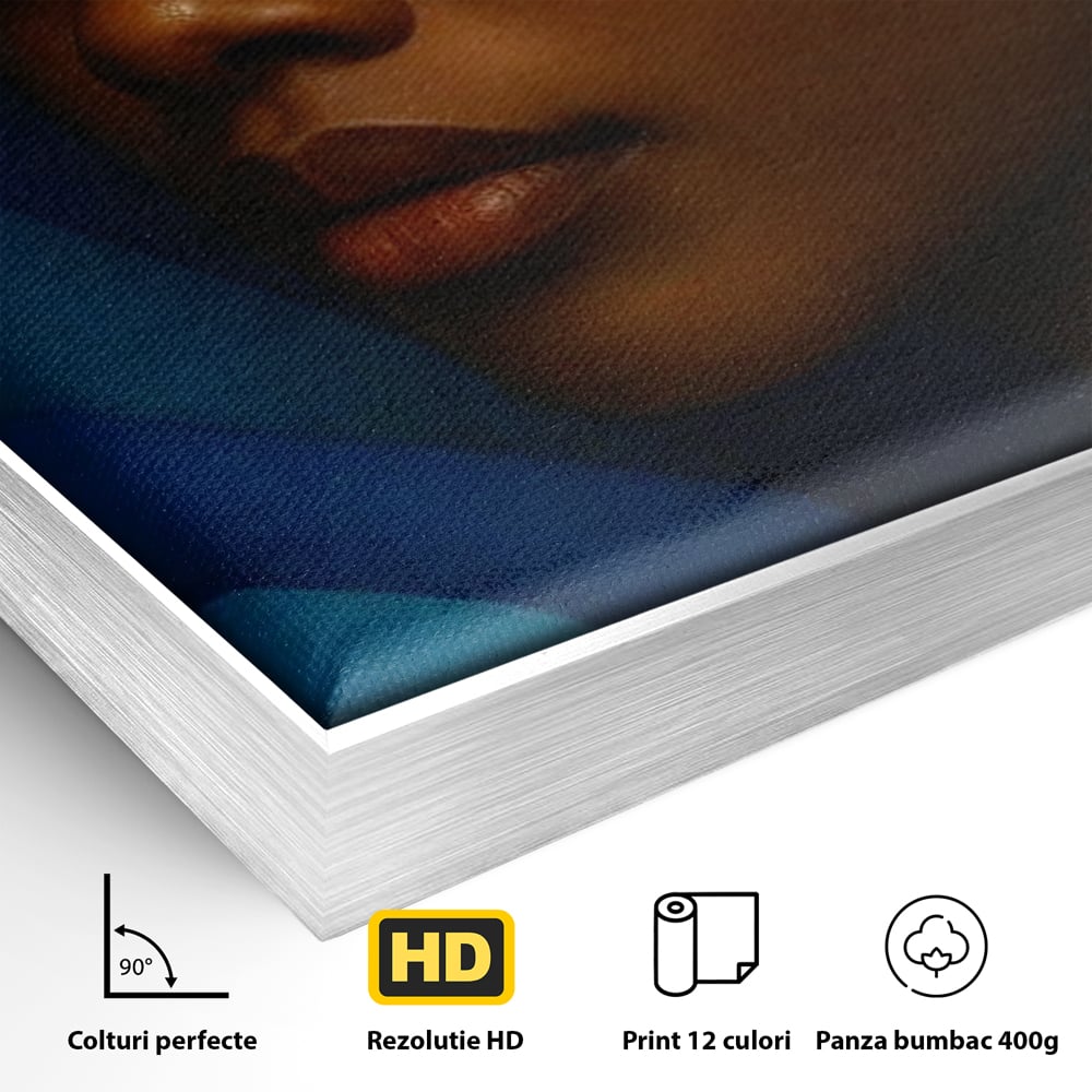 Leinwand Wandkunst Canvas Premium, LuxCanva® G1134, Unter den Augenlidern des Mondes, Tiefe, Schlaf, Stille, Frieden, Frieden, Meditation, Gelassenheit, bildlich, Traum, Blau, Orange, Geheimnis, Büro, Wohnen