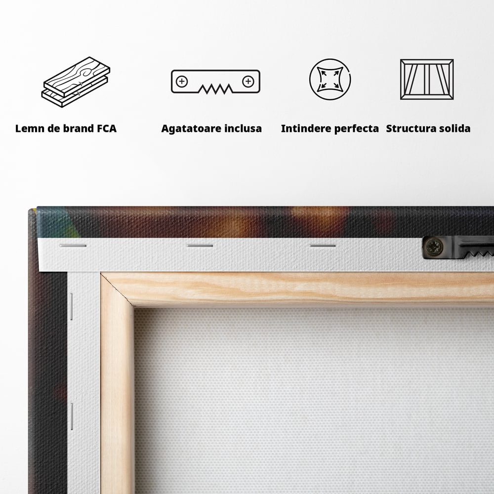 Leinwand Wandkunst Canvas Premium, LuxCanva® G1134, Unter den Augenlidern des Mondes, Tiefe, Schlaf, Stille, Frieden, Frieden, Meditation, Gelassenheit, bildlich, Traum, Blau, Orange, Geheimnis, Büro, Wohnen
