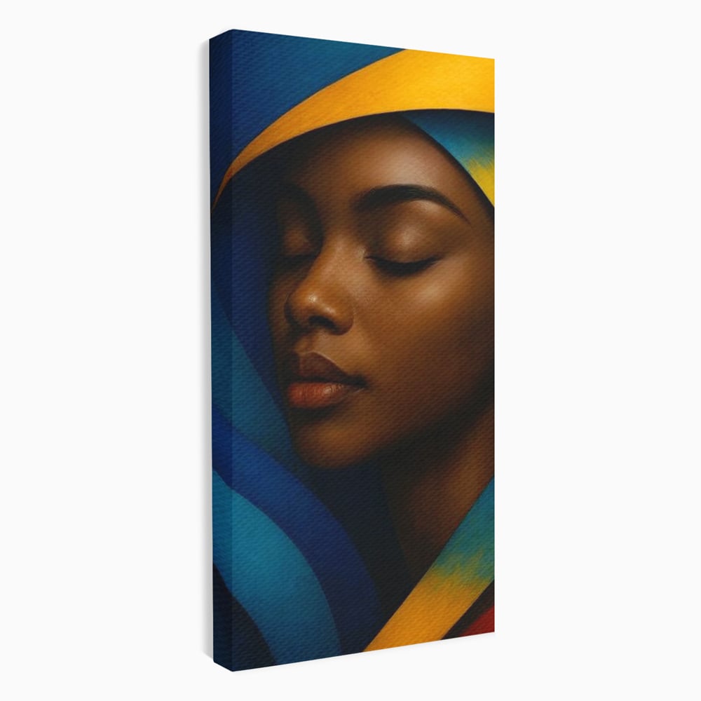 Leinwand Wandkunst Canvas Premium, LuxCanva® G1134, Unter den Augenlidern des Mondes, Tiefe, Schlaf, Stille, Frieden, Frieden, Meditation, Gelassenheit, bildlich, Traum, Blau, Orange, Geheimnis, Büro, Wohnen