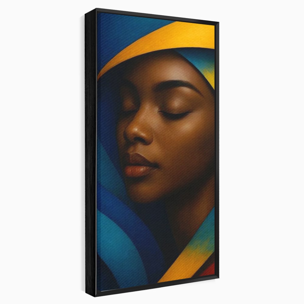 Leinwand Wandkunst Canvas Premium, LuxCanva® G1134, Unter den Augenlidern des Mondes, Tiefe, Schlaf, Stille, Frieden, Frieden, Meditation, Gelassenheit, bildlich, Traum, Blau, Orange, Geheimnis, Büro, Wohnen