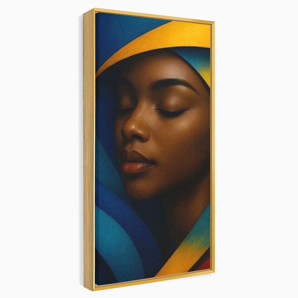 Leinwand Wandkunst Canvas Premium, LuxCanva® G1134, Unter den Augenlidern des Mondes, Tiefe, Schlaf, Stille, Frieden, Frieden, Meditation, Gelassenheit, bildlich, Traum, Blau, Orange, Geheimnis, Büro, Wohnen