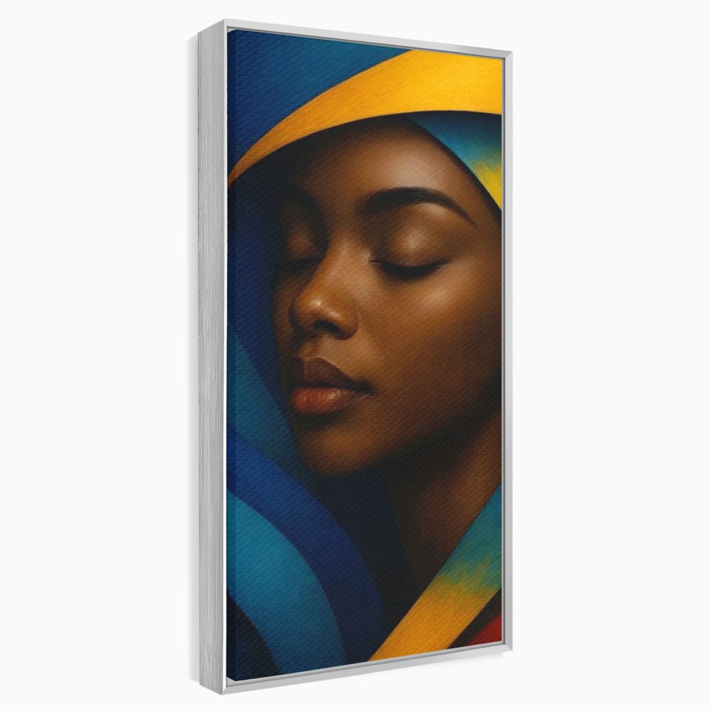 Leinwand Wandkunst Canvas Premium, LuxCanva® G1134, Unter den Augenlidern des Mondes, Tiefe, Schlaf, Stille, Frieden, Frieden, Meditation, Gelassenheit, bildlich, Traum, Blau, Orange, Geheimnis, Büro, Wohnen