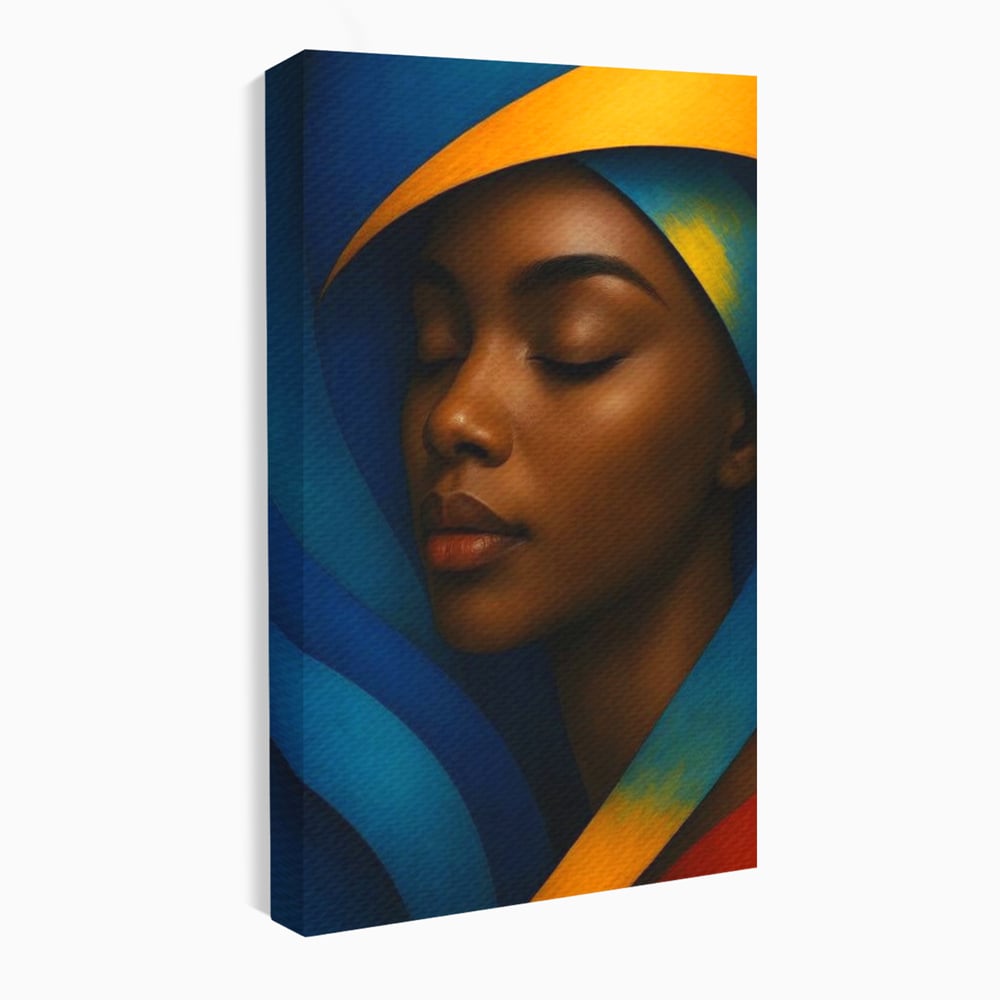 Leinwand Wandkunst Canvas Premium, LuxCanva® G1134, Unter den Augenlidern des Mondes, Tiefe, Schlaf, Stille, Frieden, Frieden, Meditation, Gelassenheit, bildlich, Traum, Blau, Orange, Geheimnis, Büro, Wohnen