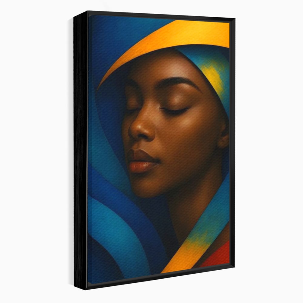 Leinwand Wandkunst Canvas Premium, LuxCanva® G1134, Unter den Augenlidern des Mondes, Tiefe, Schlaf, Stille, Frieden, Frieden, Meditation, Gelassenheit, bildlich, Traum, Blau, Orange, Geheimnis, Büro, Wohnen