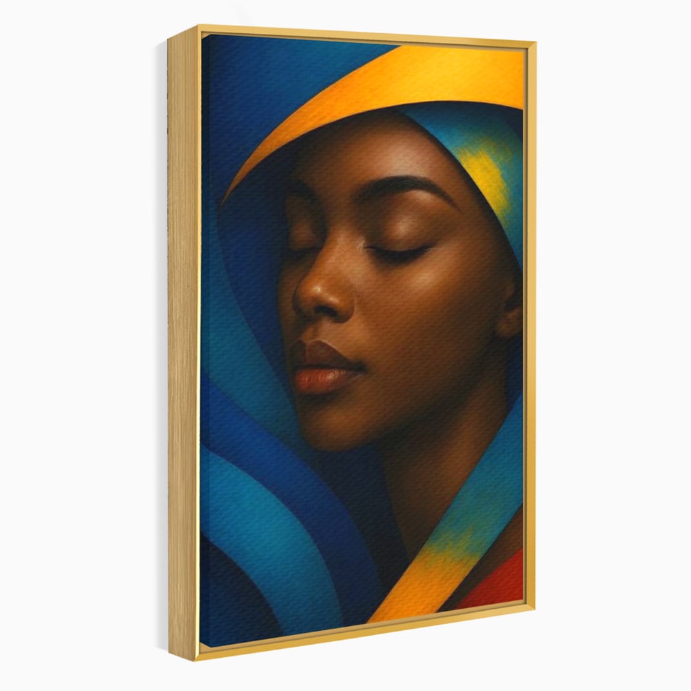 Leinwand Wandkunst Canvas Premium, LuxCanva® G1134, Unter den Augenlidern des Mondes, Tiefe, Schlaf, Stille, Frieden, Frieden, Meditation, Gelassenheit, bildlich, Traum, Blau, Orange, Geheimnis, Büro, Wohnen