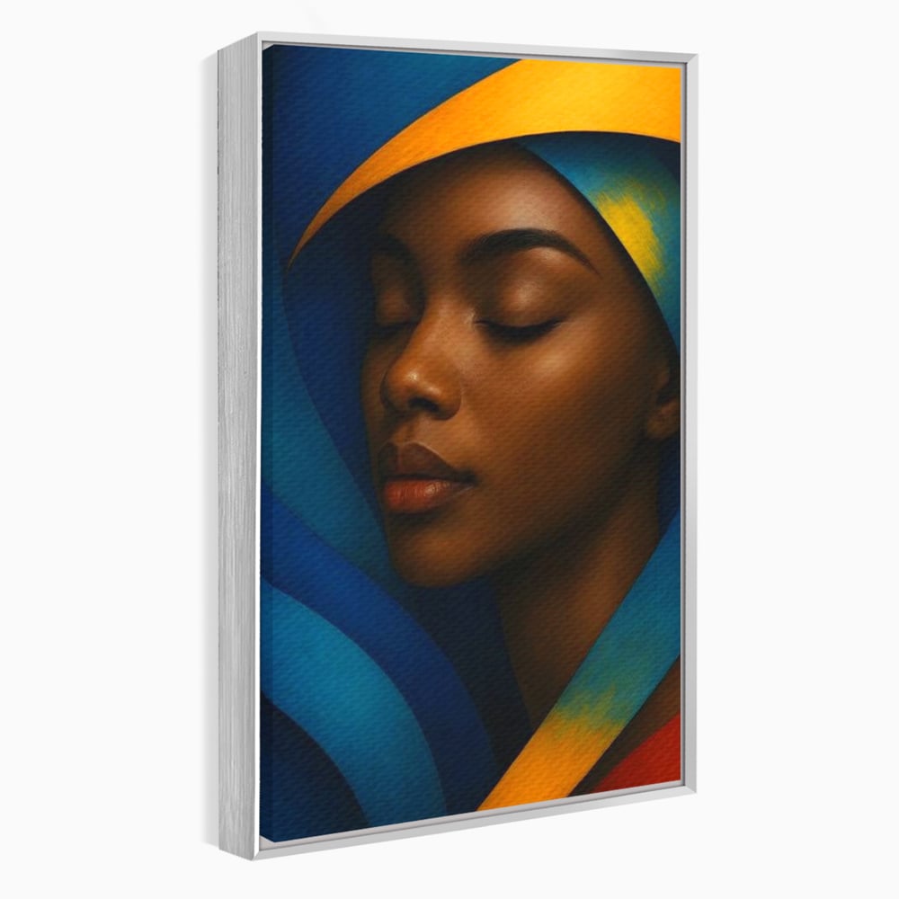 Leinwand Wandkunst Canvas Premium, LuxCanva® G1134, Unter den Augenlidern des Mondes, Tiefe, Schlaf, Stille, Frieden, Frieden, Meditation, Gelassenheit, bildlich, Traum, Blau, Orange, Geheimnis, Büro, Wohnen