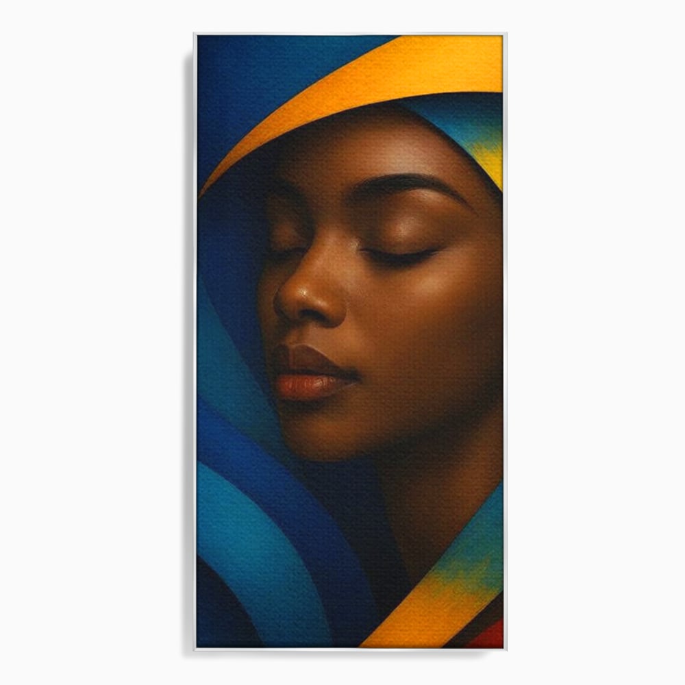 Leinwand Wandkunst Canvas Premium, LuxCanva® G1134, Unter den Augenlidern des Mondes, Tiefe, Schlaf, Stille, Frieden, Frieden, Meditation, Gelassenheit, bildlich, Traum, Blau, Orange, Geheimnis, Büro, Wohnen