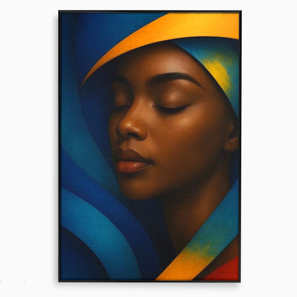 Leinwand Wandkunst Canvas Premium, LuxCanva® G1134, Unter den Augenlidern des Mondes, Tiefe, Schlaf, Stille, Frieden, Frieden, Meditation, Gelassenheit, bildlich, Traum, Blau, Orange, Geheimnis, Büro, Wohnen