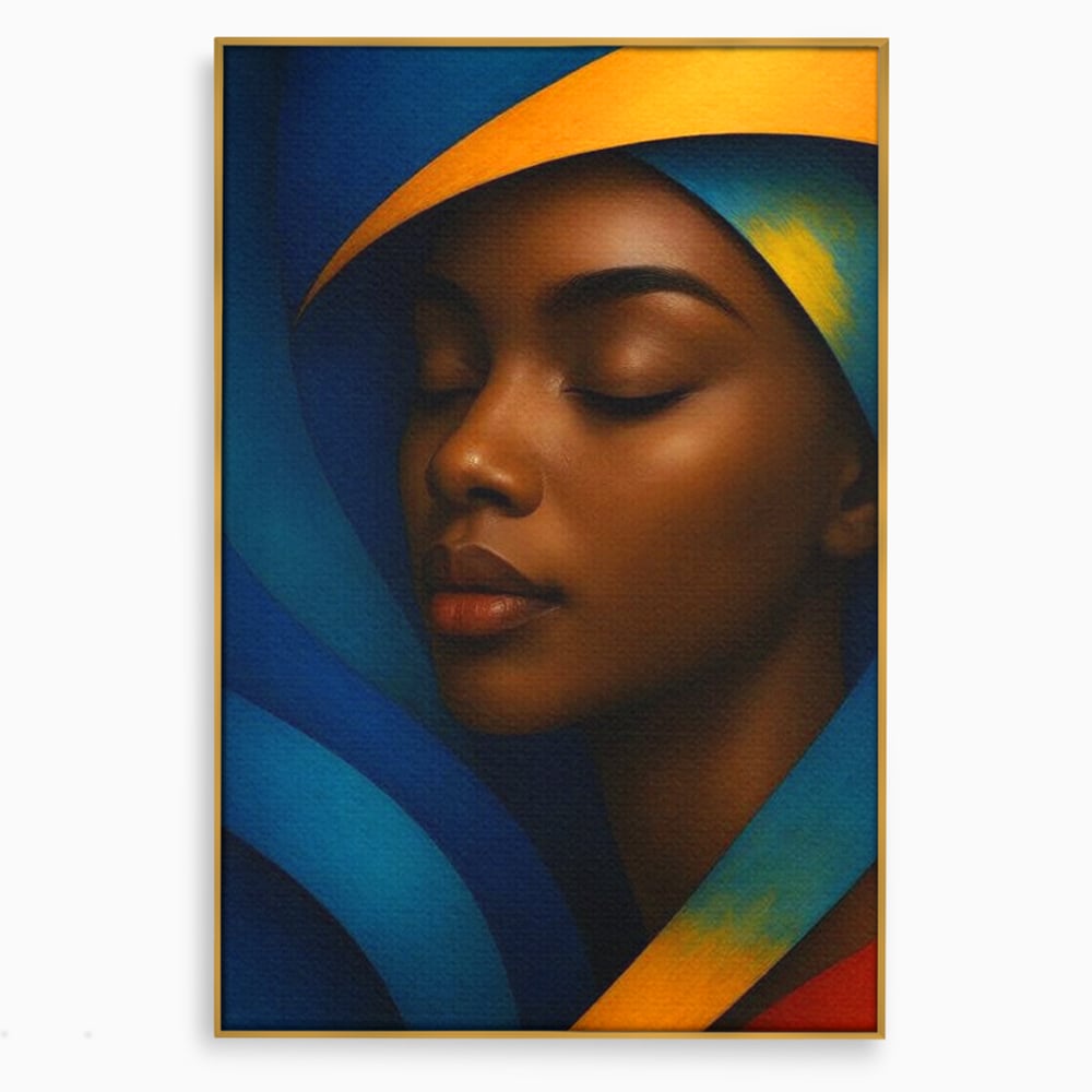 Leinwand Wandkunst Canvas Premium, LuxCanva® G1134, Unter den Augenlidern des Mondes, Tiefe, Schlaf, Stille, Frieden, Frieden, Meditation, Gelassenheit, bildlich, Traum, Blau, Orange, Geheimnis, Büro, Wohnen