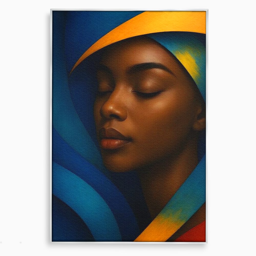 Leinwand Wandkunst Canvas Premium, LuxCanva® G1134, Unter den Augenlidern des Mondes, Tiefe, Schlaf, Stille, Frieden, Frieden, Meditation, Gelassenheit, bildlich, Traum, Blau, Orange, Geheimnis, Büro, Wohnen